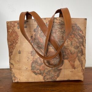 Map tote bag coated canvas vintage